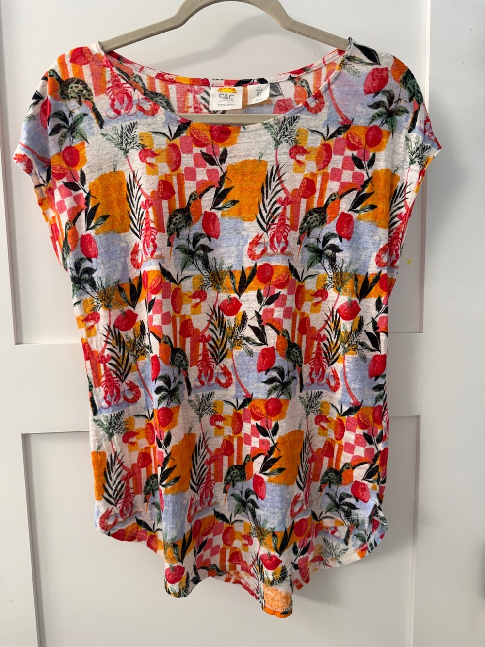 C&C California 100% Linen Tropical Top